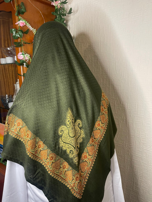 Green (olive ) Yemini Shemagh - Ismail Collection