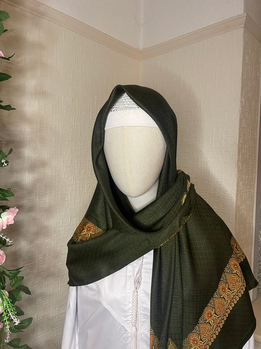 Green (olive ) Yemini Shemagh - Ismail Collection