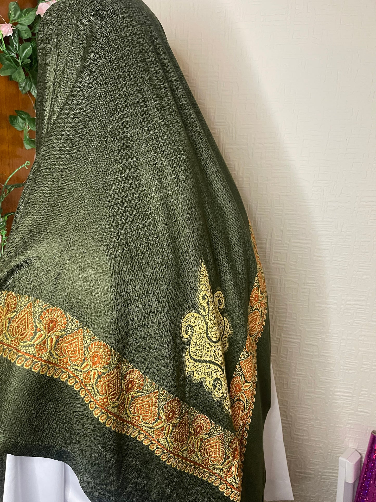 Green (olive ) Yemini Shemagh - Ismail Collection